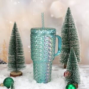 NWT - HOLIDAY TIME 30oz Acrylic Double Wall Iridescent Textured Mug, Blue
